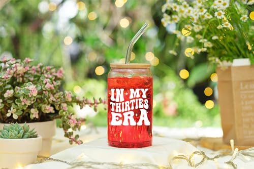 NewEleven 30th Birthday Gifts For Women - 30s Birthday Decorations For Women - 30 Year Old Gifts For Her, Women, Sister, Mom, Daughter, Best Friend - In My Thirties Era Glass - 16 Oz Coffee Glass