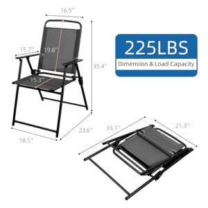 Shintenchi Outdoor Folding Dining Chairs Set of 4, Folding Lawn Chairs with Textilene mesh Fabric and Metal Frame, Portable Chairs for Patio, Backyard, Camping and Porch