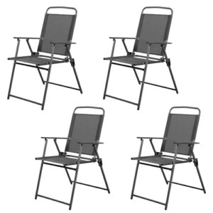 shintenchi outdoor folding dining chairs set of 4, folding lawn chairs with textilene mesh fabric and metal frame, portable chairs for patio, backyard, camping and porch