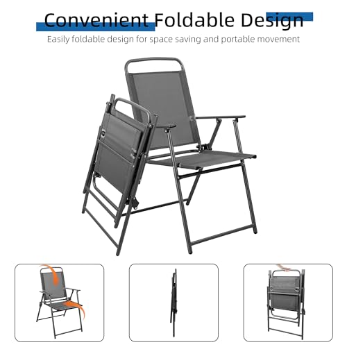 Shintenchi Outdoor Folding Dining Chairs Set of 4, Folding Lawn Chairs with Textilene mesh Fabric and Metal Frame, Portable Chairs for Patio, Backyard, Camping and Porch