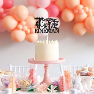 Congrats Lineman Cake Topper Congrats Electrician Class of 2024 Electrician Lineman Graduation Party Decorations Supplies Black