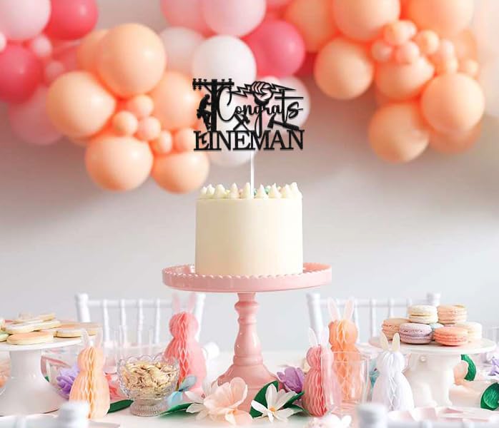 Congrats Lineman Cake Topper Congrats Electrician Class of 2024 Electrician Lineman Graduation Party Decorations Supplies Black