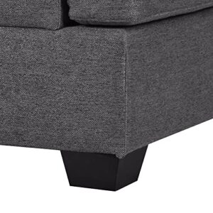 UBGO U Shaped Modular Sectional Sofa with Wide Chaise Lounge, Oversized Modern Sofa with Solid Wood Legs Support, Upholstered Fabric Sofas & Couches for Living Room, Office, Spacious Space-Grey