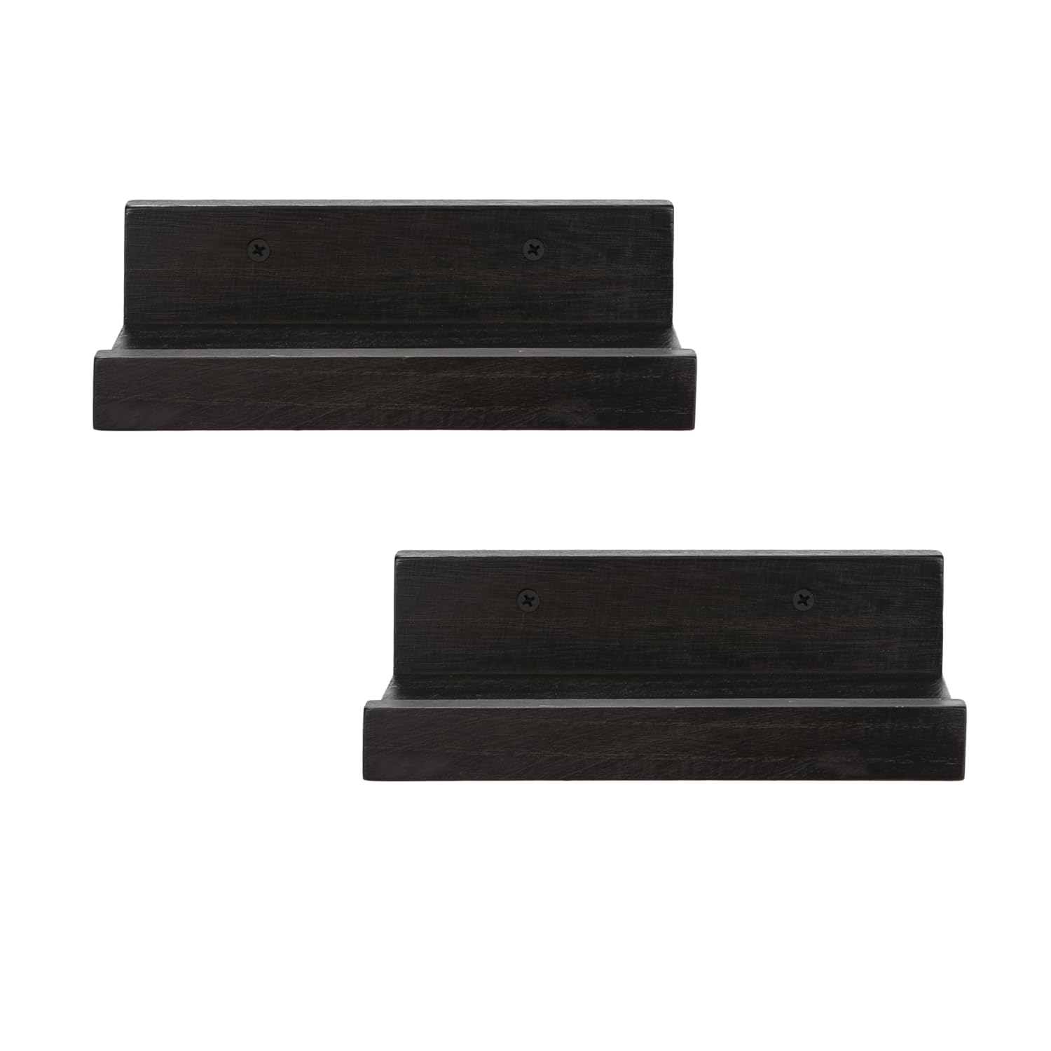 Z metnal Small Floating Shelves, Natural Wooden Display Wall Shelf for Picture Ledge, Nursery Floating Shelves, Black, Wall Mounted, 8 x 5.5 inch, 2 Pcs