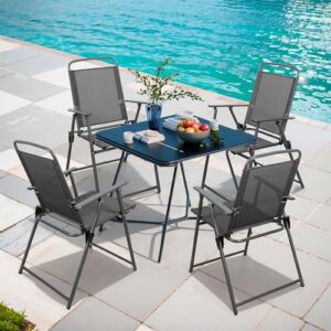 Shintenchi Outdoor Folding Dining Chairs Set of 4, Folding Lawn Chairs with Textilene mesh Fabric and Metal Frame, Portable Chairs for Patio, Backyard, Camping and Porch