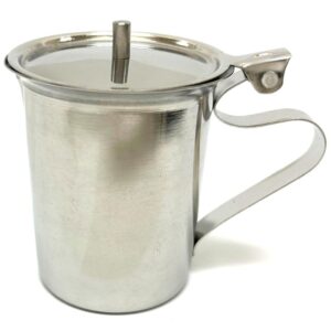 1 coffee creamer server stainless steel pitcher lid cover 10oz milk frothing cup pour hot water jug tea 1oz coffee creamer lid container small milk pitcher coffee cream dispenser creamer pitcher with