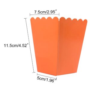 Gumney 12 Pcs Disposable Popcorn Boxes, Kraft Paper Popcorn Box Classic Open-top Popcorn Container for Movie Theater Carnival Birthday Party Supplies,Orange-XS