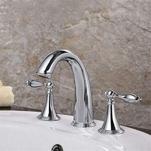 jvozbzmwz copper basin faucet bath sink faucet cold and hot water mixer double handles chrome-plated polishing kitchen sink faucet