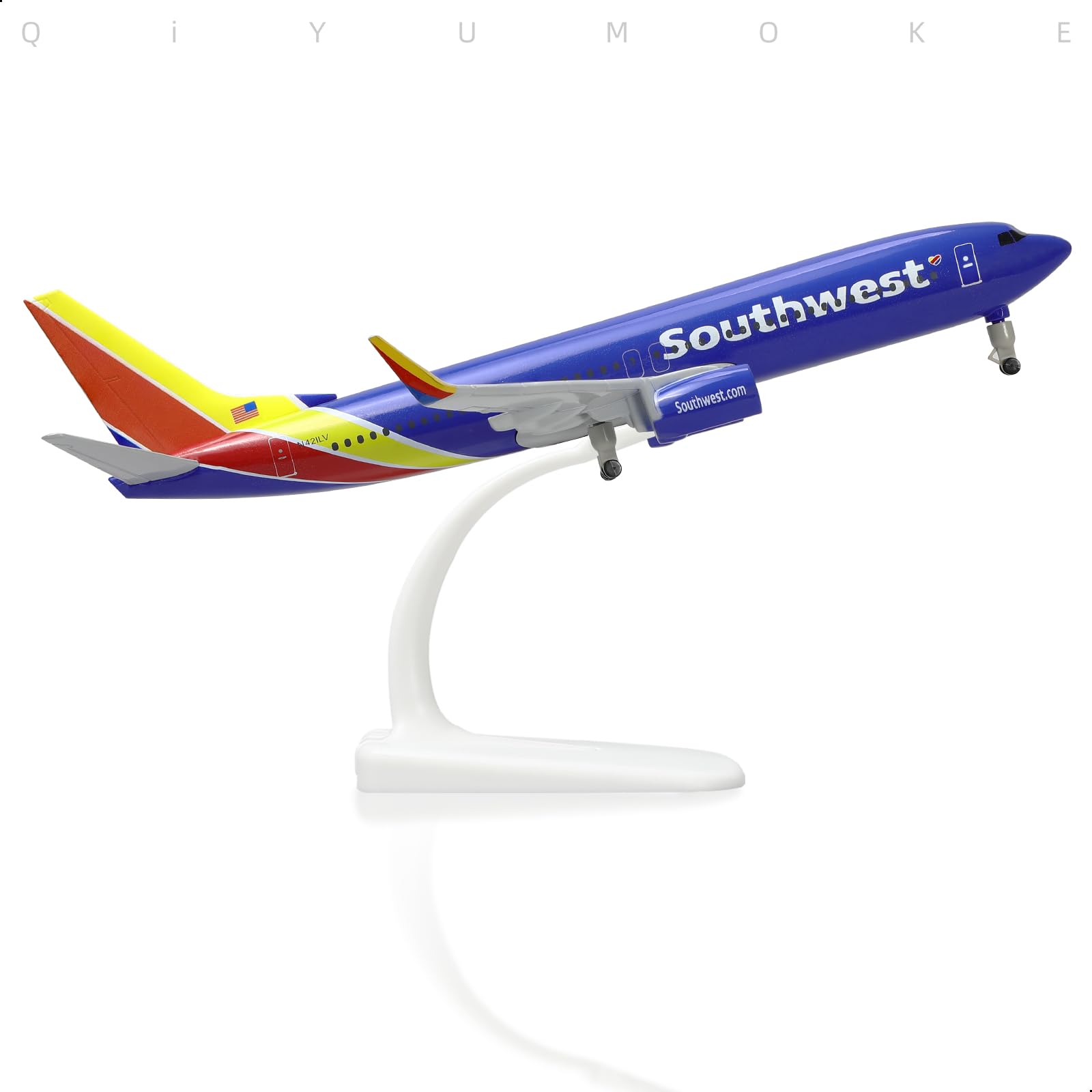 QIYUMOKE 1/300 737 Die-cast Metal Airplane Model -Southwest Boeing 737 Airplane Model for Adult -Model Plane with Stand (8.3 inches Long) Aviation Enthusiasts Gifts, Desktop Display Decorations