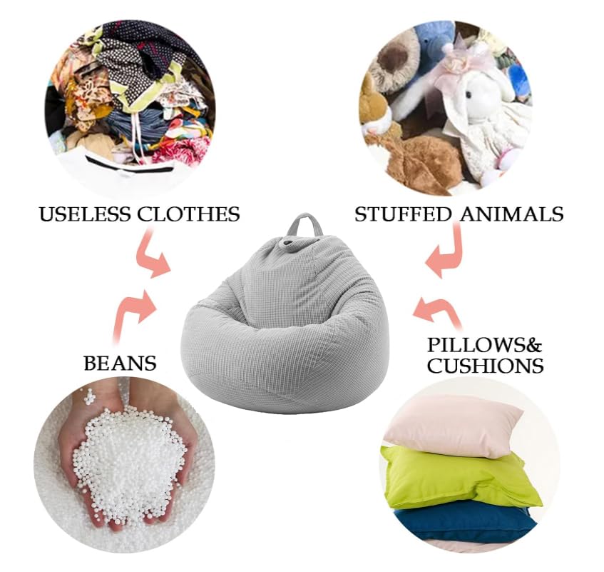 ENBAOHUI 3 Ft Bean Bag Chair Cover (No Filler) Stuffed Animal Storage Bean Bag Cover for Pets Dogs/Cats Bed Corduroy Stuffed for Organizing Plush Toys