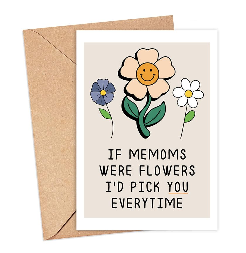 YoungGift If Memoms Were Flowers I'd Pick You Everytime - Memom Birthday Card - Mother's Day Card For Memom - Flower Card - Gift For Memom - Thank You Card For Your Memom