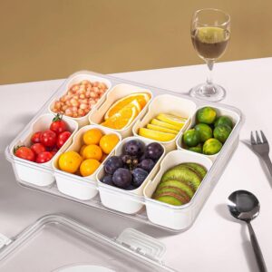 KocelFir Snack Box Container, Divided Serving Tray with Lid and Handle Snackle Box Container, Snack Organizer for Adults Fruit Tray, Veggie Tray, Perfect for Party, Entertaining