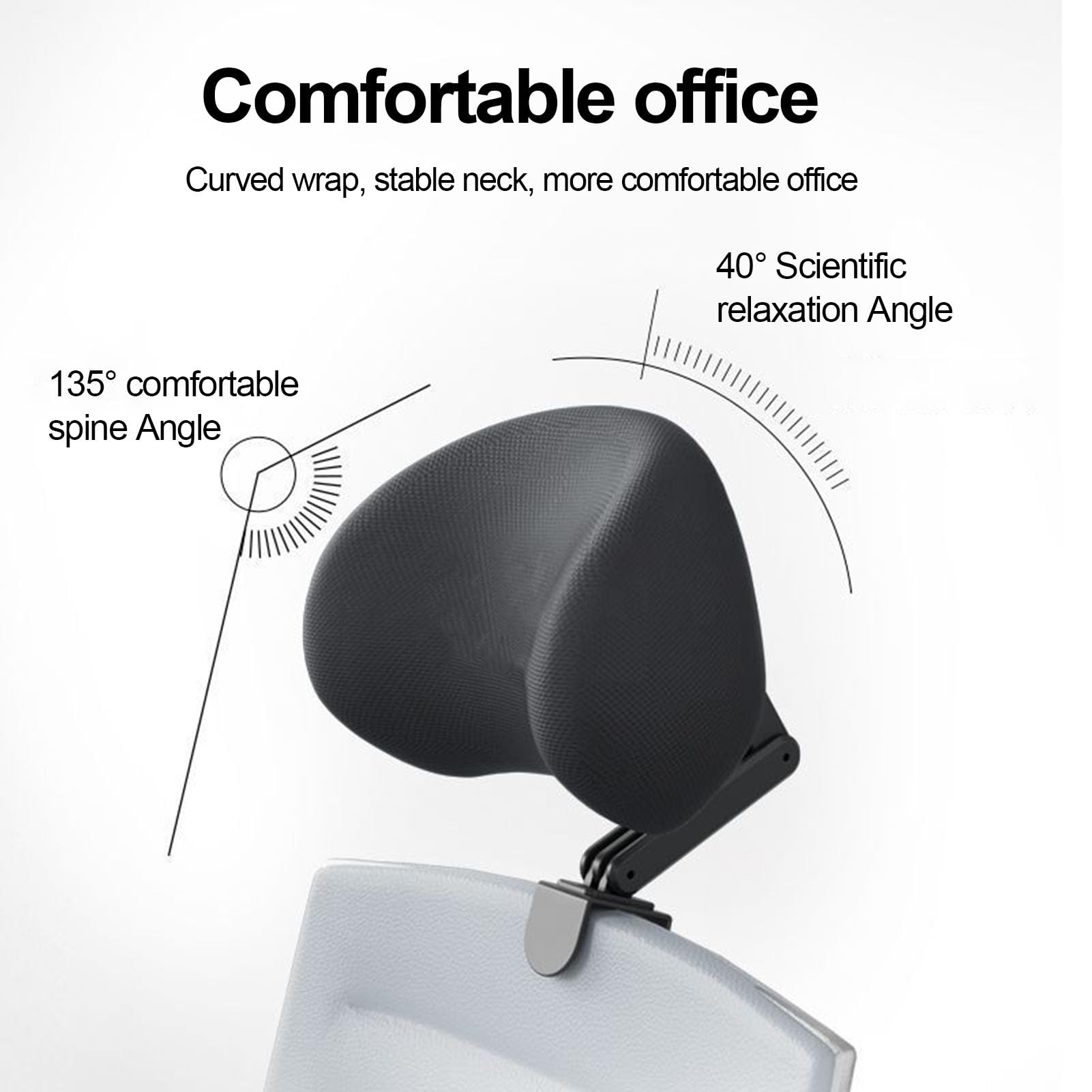 Office Chair Headrest Attachment Universal, Head Support Cushion for Any Desk Chair, Elastic Sponge Head Pillow for Ergonomic Executive Chair, Adjustable Height & Angle Upholstered, Chair Not Include