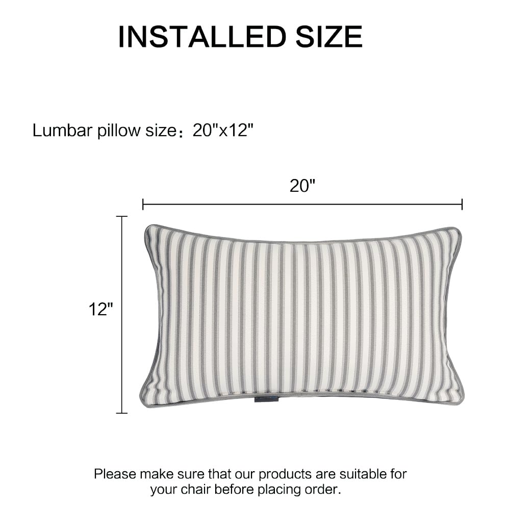 SUPMAISON Pack of 2 Decorative Indoor Outdoor Outdoor Pillow 20" x 12", (Polyester, Crestwood Stripe Gray)