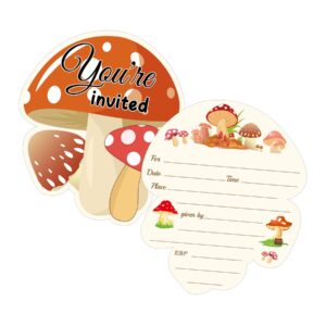 wild mushrooms invitations with envelopes 5x7 inch fill-in party invitation cards，you are invited cards for wedding, bridal shower, holiday party，set of 15