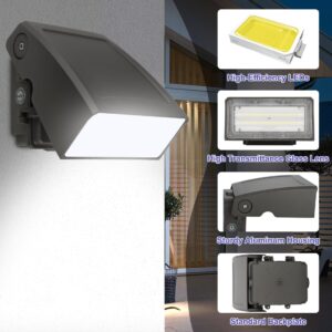 Bekada LED Wall Pack Lights with Dusk to Dawn Photocell 30W, IP65 Waterproof Outdoor Security Flood Lighting, Adjustable Full Cut Off Fixtures for Barn, Warehouse, 5000k, ETL Listed 2Pack