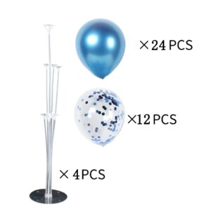 MYZSBRDM 4Sets Blue Balloons Stand,Blue Balloons Stands for Table,Blue Balloons Centerpieces for Tables for Birthday,Baby Shower,Wedding,Anniversary Table Party Decorations.（With light string）