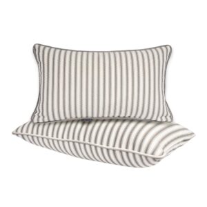 SUPMAISON Pack of 2 Decorative Indoor Outdoor Outdoor Pillow 20" x 12", (Polyester, Crestwood Stripe Gray)