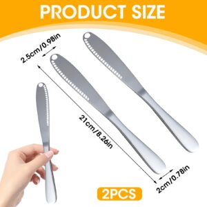 2PCS Stainless Steel Butter Spreader Knife, Butter Curler, 3 in 1 Butter Knife Spreader, Butter knife with Holes in Blade, Multi-Function Butter Spreader and Grater with Serrated Edge, Cut Vegetables