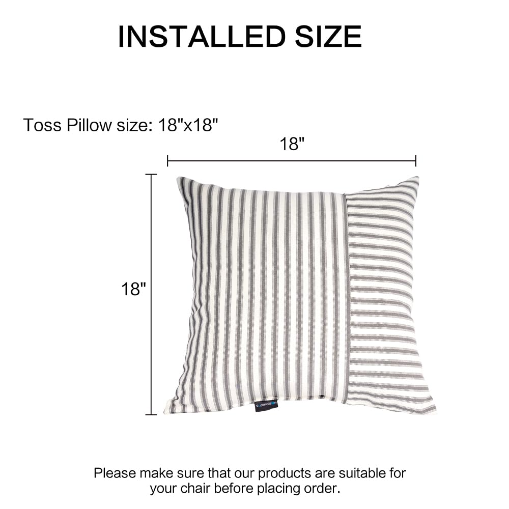 SUPMAISON Pack of 2 Decorative Indoor Outdoor Pillow 18" x 18", (Polyester, Crestwood Stripe Gray)