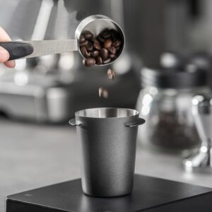 Natrspax Coffee Dosing Cup,Coffee Grinder Powder Cup,Stainless Steel Universal Inverted Coffee Powder Cup For Coffee Tamper Espresso Coffee Machine Tools (Balck, 53mm)