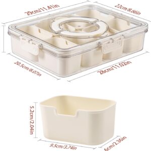 KocelFir Snack Box Container, Divided Serving Tray with Lid and Handle Snackle Box Container, Snack Organizer for Adults Fruit Tray, Veggie Tray, Perfect for Party, Entertaining