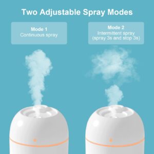 Portable Small Humidifier, USB Personal Desktop Humidifier for Car, Office Room, Bedroom, Auto Shut-Off, 2 Mist Modes, Super Quiet(220ml, White)