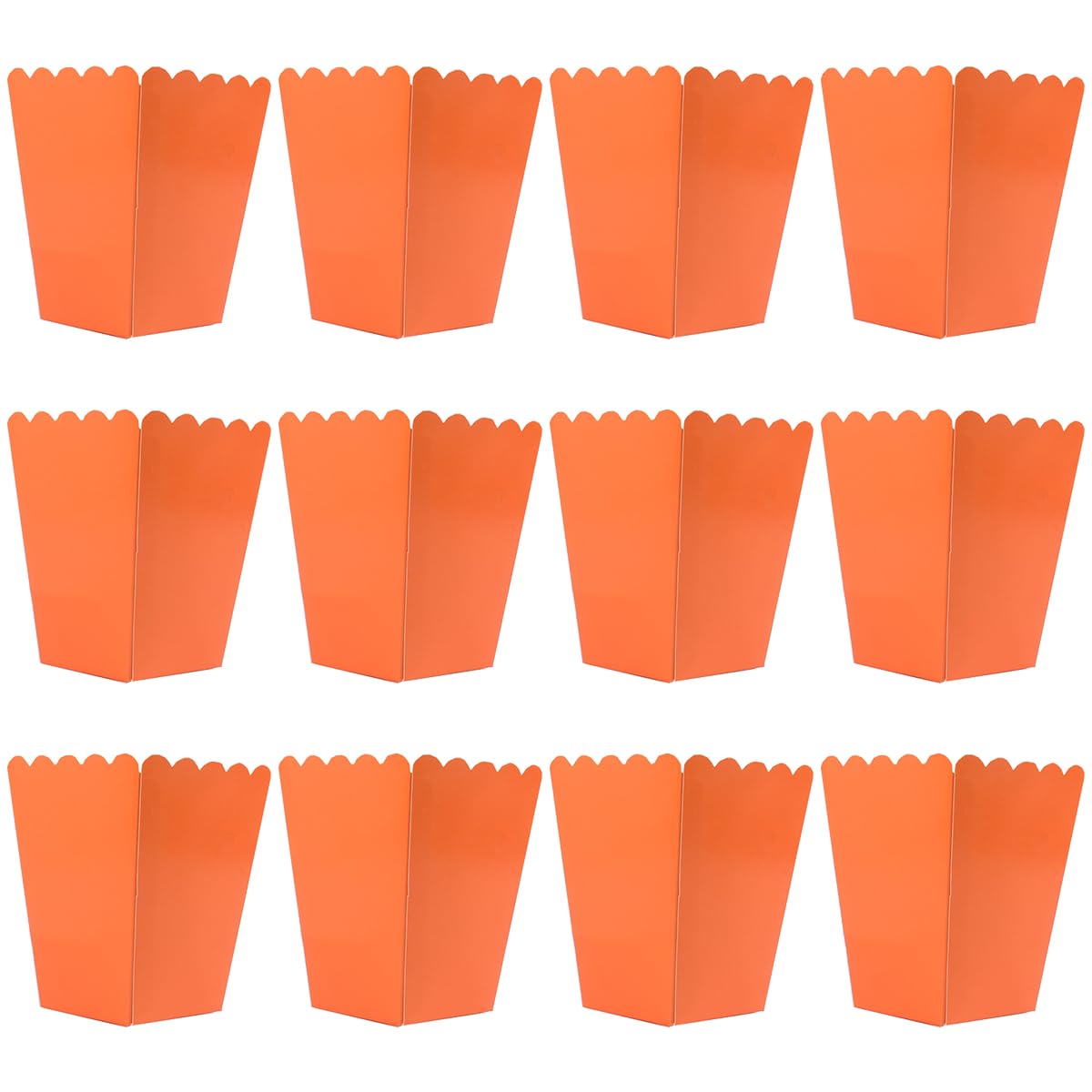 Gumney 12 Pcs Disposable Popcorn Boxes, Kraft Paper Popcorn Box Classic Open-top Popcorn Container for Movie Theater Carnival Birthday Party Supplies,Orange-XS