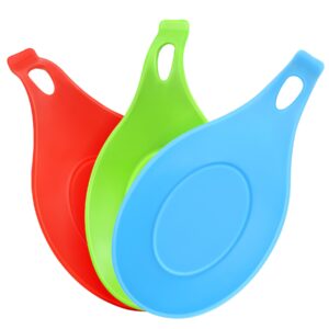 silicone spoon rest for stove top, spoon holder for stove, silicone spoon rest for kitchen counter, heat resistant kitchen spoon rest, 3pack colorful stove spoon holder for kitchen gadgets accessories