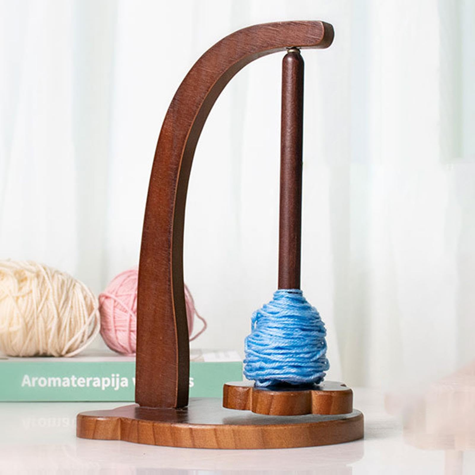 Wood Yarn Holder for Knitting and Crocheting | Magnetic Yarn Ball Holder with Anti-Slip Pads,Yarn Holder Spinner for Crafts,Wooden Yarn Spinner for Crochet Well, Gifts for Knitting Lovers