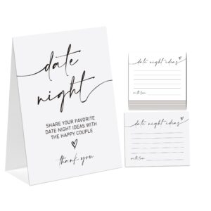 stizak minimalist theme bridal shower decorations, date night ideas, bridal shower game, 1 sign and 50 cards, modern bridal shower shower, wedding shower games（dn02）