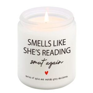 bookish gifts, reading gifts, smutty book gifts for book lover, bookworm, librarian - book themed gifts, funny christmas gifts for women, readers, book lovers gifts - smut candle