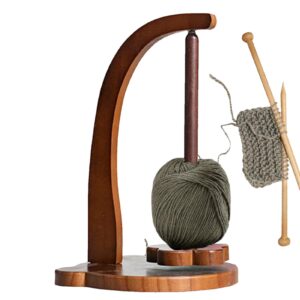 Wood Yarn Holder for Knitting and Crocheting | Magnetic Yarn Ball Holder with Anti-Slip Pads,Yarn Holder Spinner for Crafts,Wooden Yarn Spinner for Crochet Well, Gifts for Knitting Lovers