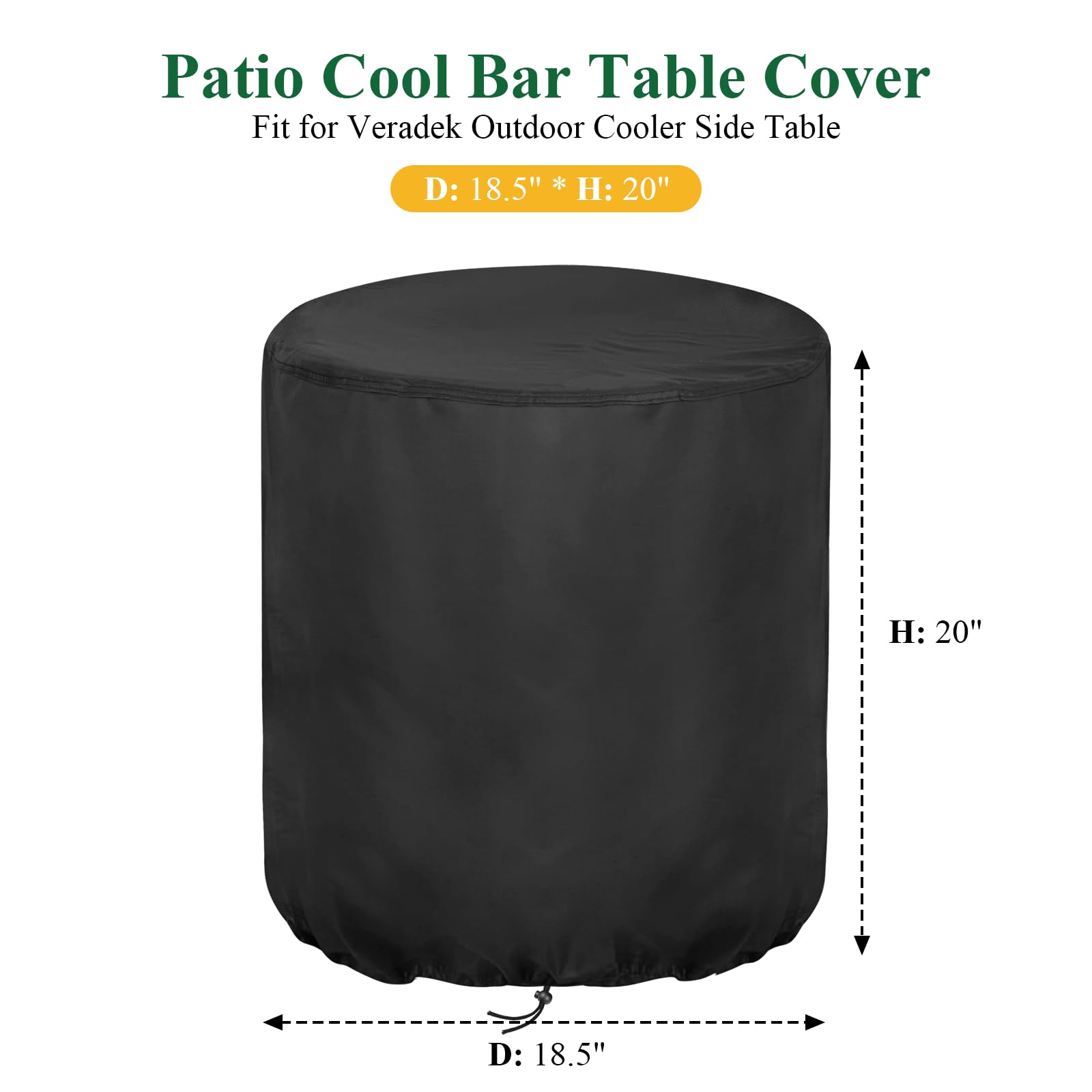 Patio Cool Bar Table Cover for Outdoor Cooler Side Table Cover, Waterproof Round Cover for Outdoor Side Table, Outdoor Patio Bar, Portable Bar,Ice Chest (18.5” D x 20” H)