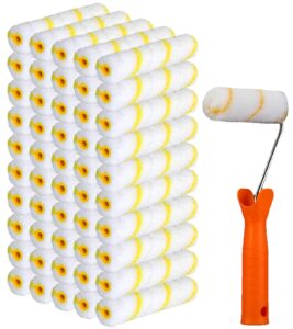 100 pieces 4 inch paint roller covers small roller nap with roller frame kit mini paint rollers for house painting wall painting tools