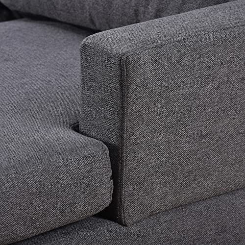 UBGO U Shaped Modular Sectional Sofa with Wide Chaise Lounge, Oversized Modern Sofa with Solid Wood Legs Support, Upholstered Fabric Sofas & Couches for Living Room, Office, Spacious Space-Grey