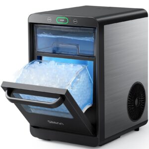 nugget ice maker countertop - silonn pebble ice maker machine crushed ice, pellet ice 44 lbs per day, pull-out water tank and removable ice basket for home, kitchen, stainless steel