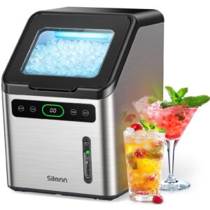 Silonn Nugget Ice Maker - Timer Ice Machine with Self-Cleaning, 44lbs per Day Pebble Ice Maker with Soft Chewable Ice, One-Click Operation Ice Machine for Home, Kitchen, Office