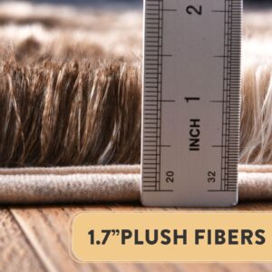 Isdook Soft Shaggy Rugs Fluffy Rug, Plush Area Rugs for Living Room Nursery Home Decor, Tie-Dyed Brown Anti-Skid Rectangular Fuzzy Rug 2x3 Feet