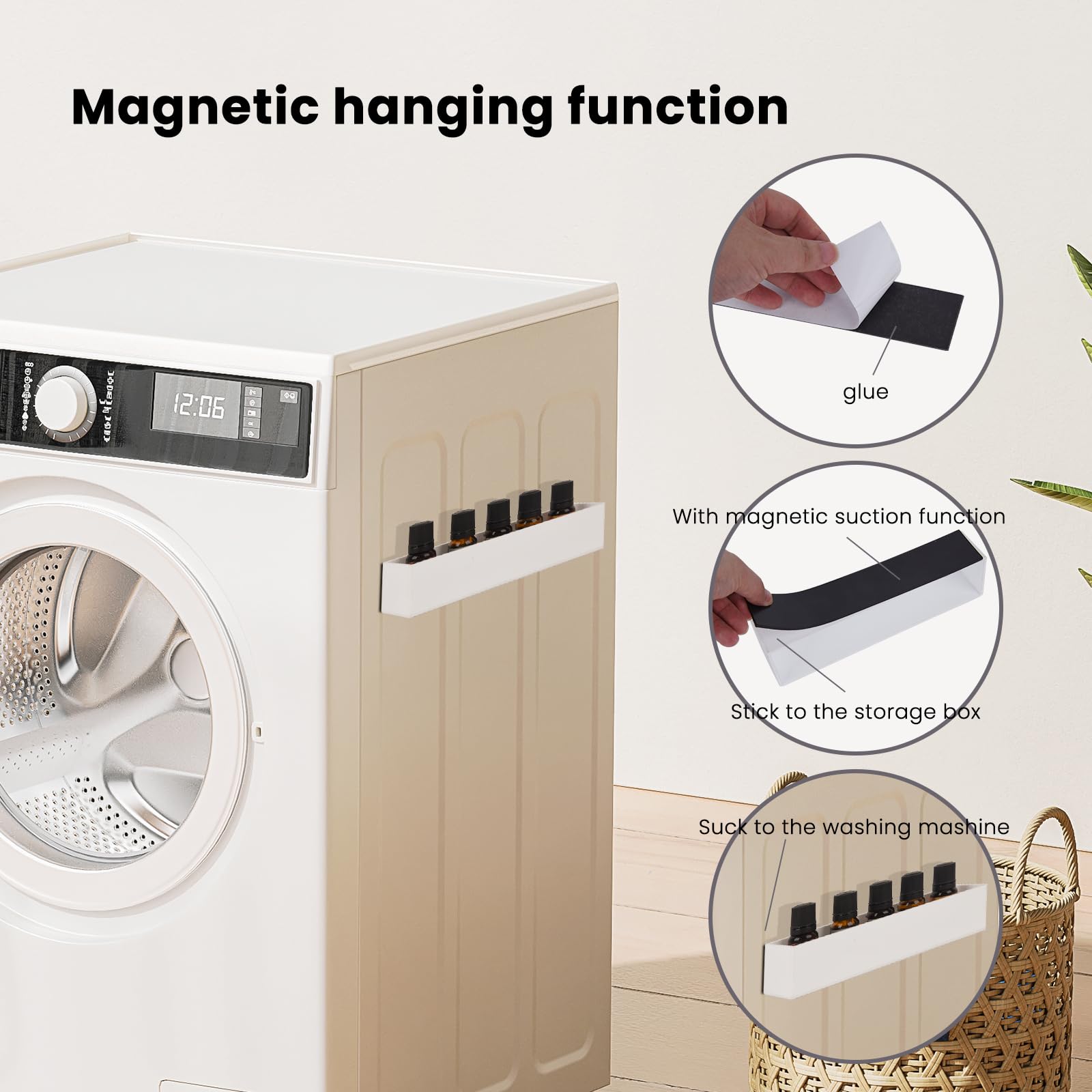 YeeBeny Magnetic Essential Oil Holder for Dryer, Plastic Magnetic Holder for Dryer, Convenient Storage And Placement of Essential Oils