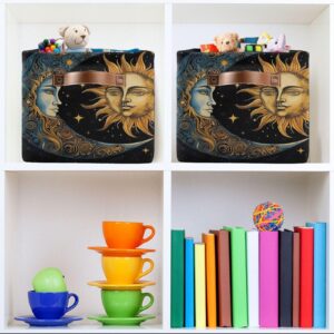 FLildon Storage Bin 1PC Sun and Moon Fabric Storage Baskets for Organizing Closet Shelf Nursery Toy Clothes Organizer with Handles