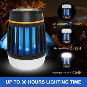 Mosquito Killer, 3 in 1 Bug Zapper,Waterproof Insect Fly Trap for Outdoor & Indoor,LED Lantern, Emergency Power Supply 2000mAh for Home, Camping, Gnats, Backyard, Patio, black, CH16-130