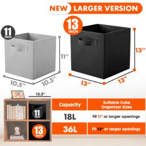 ShellKingdom Storage Bins, Foldable Fabric Storage Cubes And Cloth Storage Organizer Drawer For Closet And Toys Storage, 13 X 13 X 13 INCH, 2 Pack (Black)