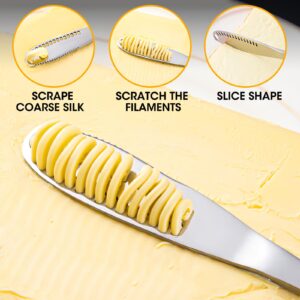 2PCS Stainless Steel Butter Spreader Knife, Butter Curler, 3 in 1 Butter Knife Spreader, Butter knife with Holes in Blade, Multi-Function Butter Spreader and Grater with Serrated Edge, Cut Vegetables