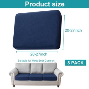 LiveGo Patio Sofa Cushion Cover Outdoor Waterproof Cushion Cover Replacement Patio Furniture Cushions Couch Slipcovers Chair Seat Cover Soft Flexibility Protector (4, Navy Blue)