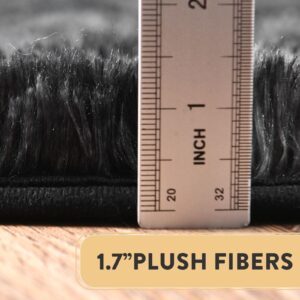 Shaggy Soft Fluffy Rug Non-Slip Indoor Floor Carpet for Living Room Anti-Skid Indoor Carpet Tie-Dyed Black Grey 2x3 Feet