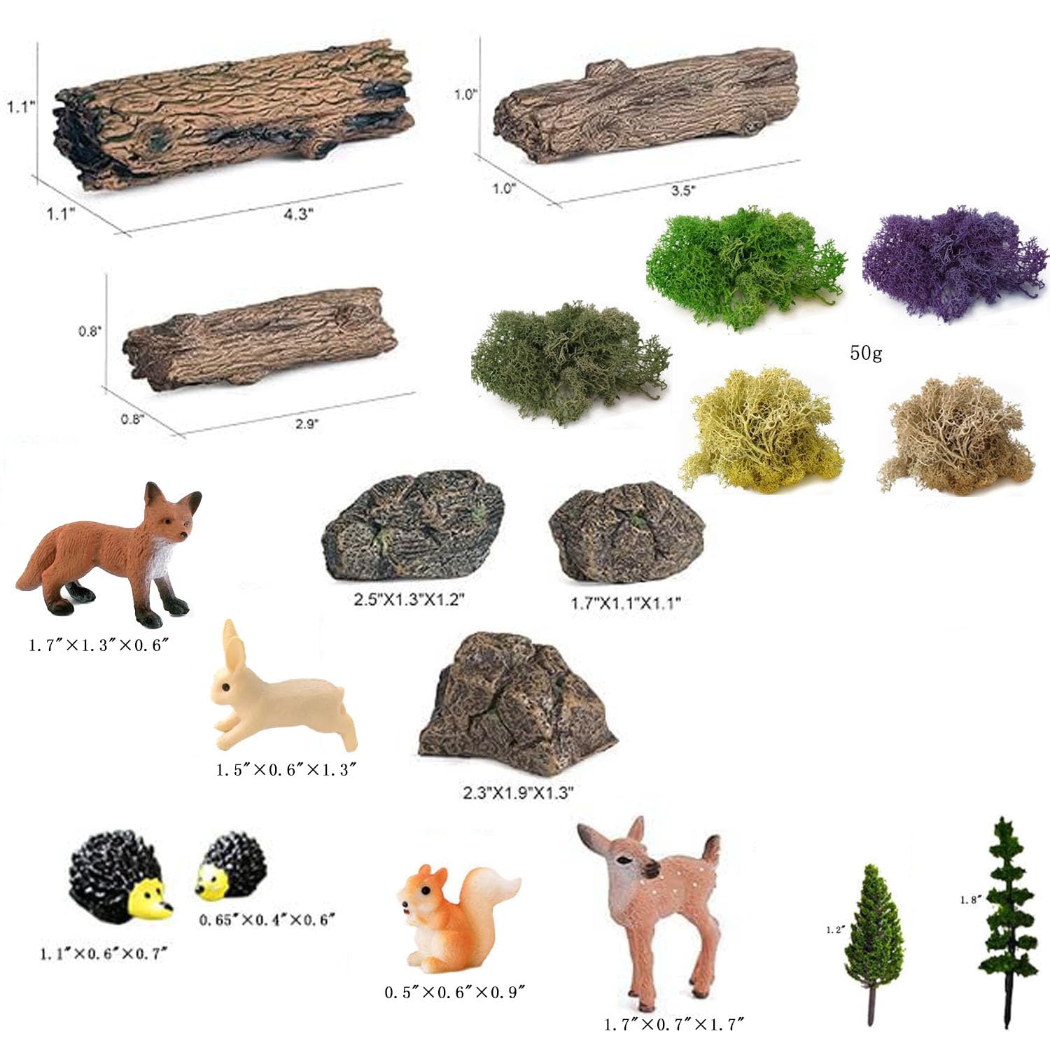 Fairy Garden Accessories, 28Pcs, Miniature Garden Set, Tiny Resin Animal, Miniature Garden Figurines with Moss for DIY Craft, Desktop Decoration