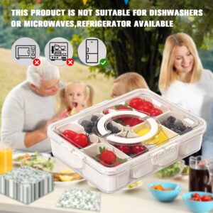 KocelFir Snack Box Container, Divided Serving Tray with Lid and Handle Snackle Box Container, Snack Organizer for Adults Fruit Tray, Veggie Tray, Perfect for Party, Entertaining