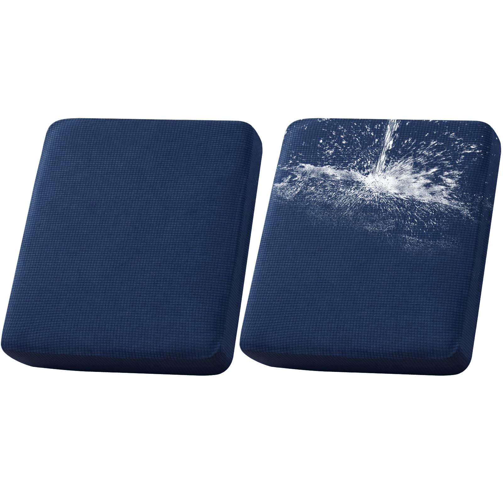 LiveGo Patio Sofa Cushion Cover Outdoor Waterproof Cushion Cover Replacement Patio Furniture Cushions Couch Slipcovers Chair Seat Cover Soft Flexibility Protector (2, Navy Blue)