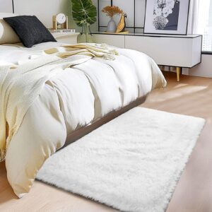 white fluffy rug for bedroom white fuzzy rug non-slip indoor floor carpet for living room anti-skid rectangular fuzzy rug 2x3